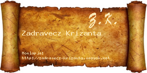 Zadravecz Krizanta névjegykártya